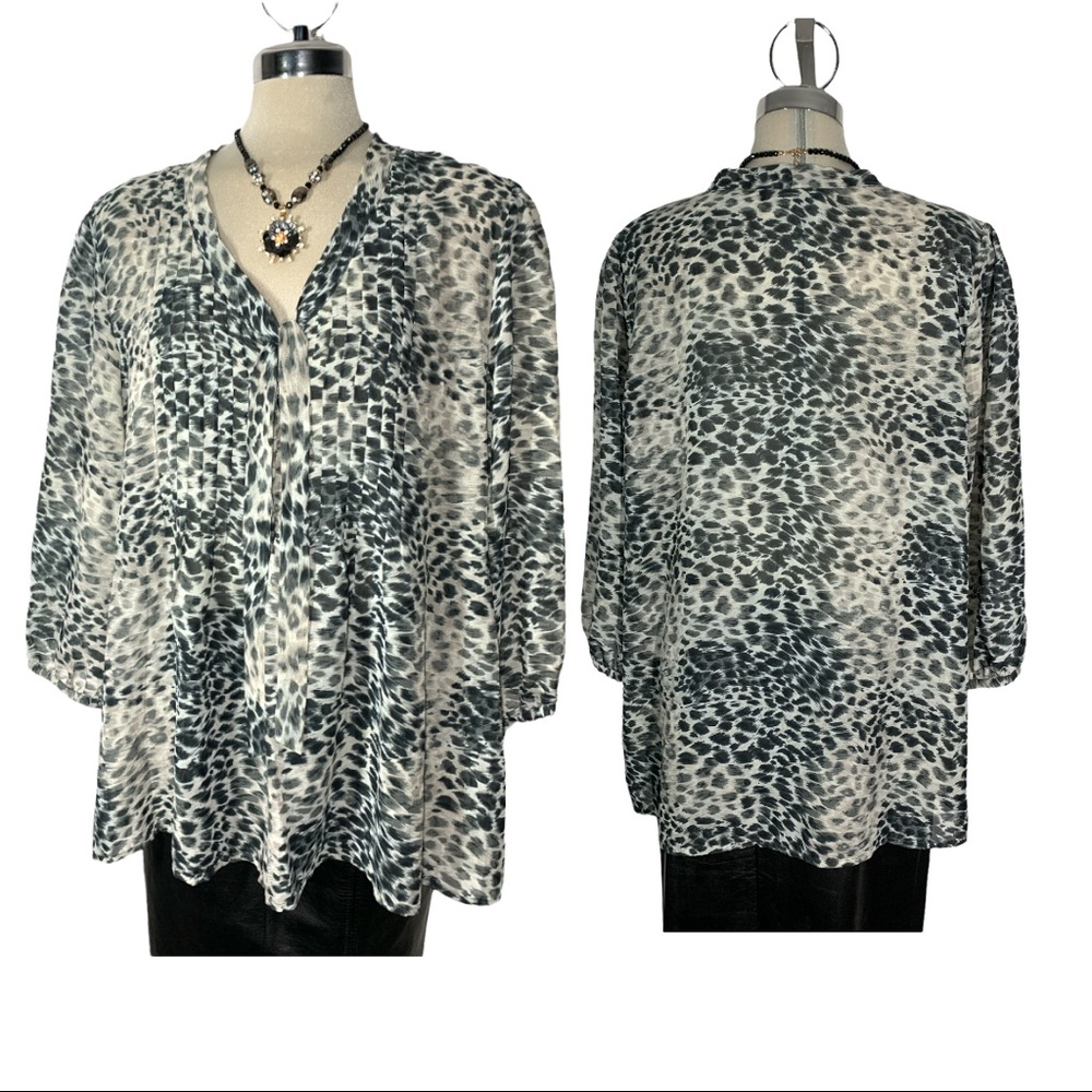 ROSE & OLIVE  Black & Grey Semi  transparent  Long Sleeves Size XL